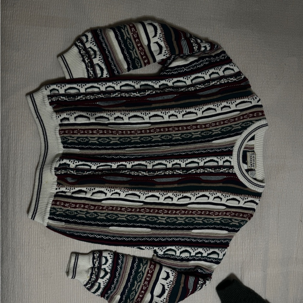 Vintage Cotton Blend Patterned Knit Sweater, Cotton Traders